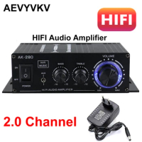 Car Speakers HIFI 2.0 Channel Amplifier AK-280 Audio Power Amplifiers Home AV System Receiver Treble