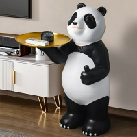 北歐創意熊貓落地擺件大型客廳迎賓托盤收納店鋪房間家居軟裝飾品 OVJW