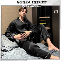 Đồ ngủ nam pijama màu đen sang trọng lụa satin mềm mại T14ST - Vodka Luxury