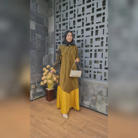 Gamis Songket Tenun Kombinasi Katun Toyobo Ori Bee Batik Pekalongan Muslim Wanita