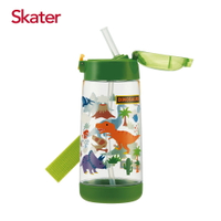 【Skater】PET吸管水壺(480ml) 綠恐龍
