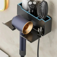 1pc Wall-mounted hair dryer holder bathroom hair dryer storage box hair straightener holder bathroom accessories storage basket