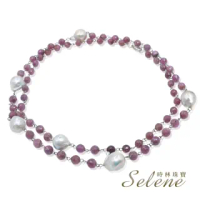 【Selene】紅寶石切角變形珍珠項鍊
