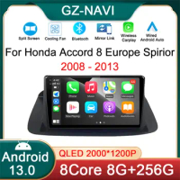 Car Radio Stereo for Honda Accord 8 Europe Spirior 2008 2009 2010 - 2013 Android 13 Multimedia Player GPS Navigation Carplay