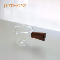 【Just Home】樂沐玻璃迷你木柄小奶盅50ml(小奶盅 奶杯 玻璃量杯)