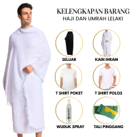 KELENGKAPAN UMRAH DAN HAJI LELAKI SELESA DIPAKAI Kain Ihram Cotton Menyerap Peluh Seluar T Shirt Pok