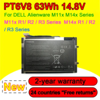 PT6V8 Laptop Battery For DELL For Alienware M11x M14x R1 R2 R3 Series T7YJR 8P6X6 08P6X6 P18G P18G001 14.8V 63Wh Rechargeable