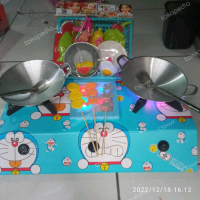 mainan anak masak masakan kompor bakaran led bisa dicas dora emon