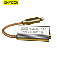 Xnyocn ALC5686 DAC Decoding 3.5mm HIFI Amp Adapter Earphone Cable Device Sound Amplifier 32bits/384KHz For iPhone IOS Lightning
