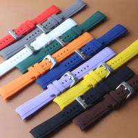 High Quality Watchband Silicone Rubber Soft Curved end Watch accessories for Tudor Rolex Omega 18mm 20mm 21mm 22mm 24mm Colorful