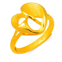 【GJS 金敬順】買一送一黃金戒指閃亮愛心(金重:1.39錢/+-0.03錢)