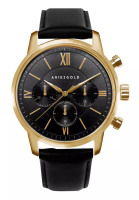 Aries Gold Aries Gold Urban Eternal Gold and Black Leather Watch