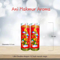CUCI GUDANG Lilin Puja Sembayang Pilar Merah Naga 1/2 Kati Kin Double Dragon EW593