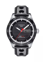 Tissot PRS 516 Powermatic 80 Men's Black Leather Strap and Black Dial Watch - T100.430.16.051.00