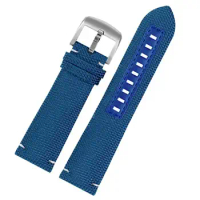 PCAVO Canvas real leather watch strap for Mido m026.629/430 Ocean Star m042.430 navigator helmsman breathable nylon watchband