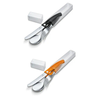 【VICTORINOX 瑞士維氏】餐具三件組 Swiss Classic 削皮刀、叉、匙套裝 橘色/黑色(6.7192.F3 /6.7192.F9)