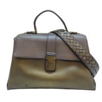【二手名牌BRAND OFF】BOTTEGA VENETA BV 寶緹嘉【再降價】棕色 牛皮 Piazza Bag 兩用包