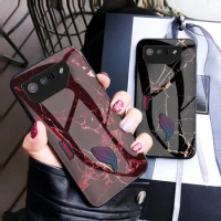 For Asus Rog Phone 7 Rog7 Case Marble Tempered Glass Back Cover Hard Phone Case Soft Bumper for Asus ROG Phone 7 Rogphone7 5G