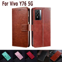 Phone Leather Cover For Vivo Y76 5G Case Coque Stand Magnetic Card Flip Wallet Protective Hoesje Etui Book On For Vivo Y 76 Case