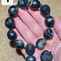 1pcs/lot world's rare collectibles magical strong energy amulets earth gods ghost multi-eyed natural rough stone bracelet taki