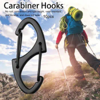 10pcs Zinc Alloy S Type Carabiner With Lock Mini Keychain Hook Anti-Theft Outdoor Camping Backpack Buckle Key-Lock Tool