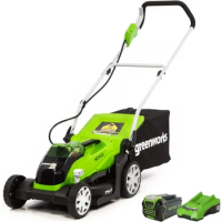 Greenworks 40V 14" Cordless (Push) Lawn Mower (75 Compatible Tools), 4.0Ah Battery and Charger Included