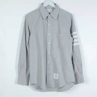 Kemeja THOM BROWNE 4 BAR BUTTON DOWN GREY LONG SHIRT 100% ORIGINAL size 4
