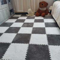 24pcs Puzzle Mats Carpet Pile Plush Thick Foam Green Living Room Bedroom Puzzle Carpet Baby Play mat