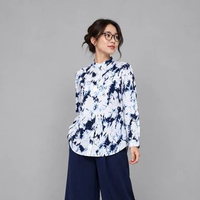 LEZAHRASIGNATURE Celine Cotton Blouse -Atasan Panjang Wanita Bahan Katun Adem Size M-L Motife Tiedye