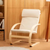 Dekoruma PIKO Kursi Aksen Kain / Kursi Baca Kaki Kayu / Kursi Santai Bahan Kain Krem