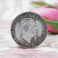 1873年意大利國王維克托二世紀念章銀幣 外國硬幣銀圓仿古錢幣
