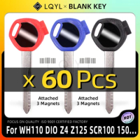 60Pcs Blank Key Motorcycle Replace Uncut Keys For HONDA scooter A magnet Anti-theft lock keys Zoomer DIO 56 Z4 Z125 SCR100 WH110