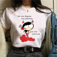 Women T shirts Harajuku Tops Shirts Short Tay áo Heel Print Flamengo Dance Cartoon Họa tiết Female O