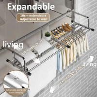 Balcony clothes rack guardrail drying hanger Folding telescopic railings drying hanger pillow shoes 