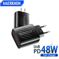 PD 48W Phone Charger Usb C Charger 4 Ports Type C Charger Fast Charging For IPhone 13 14 Huawei Xiaomi 13 Pro Samsung Galaxy S22