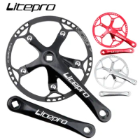 Litepro BMX Bicycle BCD 130MM Integrated Chainwheel Crankset Single Crank For Folding Bike 45/47/53/56/58T Chainring Accessory