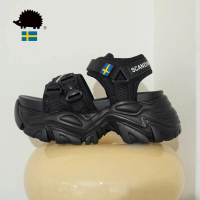 【SCANDINAVIAN FOREST 北歐小刺蝟】奇幻黑鏡．厚底增高涼鞋(經典黑/香草杏)