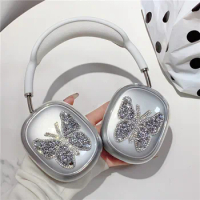 Cute Glitter Rhinestone Butterfly Earphone Case For Apple Airpods Max Cover Clear Kawaii Protective Cases for Airpod Max Funda
