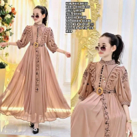 ellyfashion Kids Dinda Dress Bahan Ceruty Dress Anak Perempuan Baju Muslim Anak Gamis Terbaru 2024