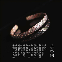 藏式三色銅手鐲尼泊爾手工制作手鐲西藏民族風飾品特色1入