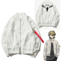 Hot Anime Cosplay Kazutora Hanemiya Tokyo Revengers Costumes White Coat Valhalla Uniform Baseball Jackets Mikey Draken Halloween