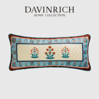 DAVINRICH California Garden Vintage Flowery Throw Pillow Covers Luxury Sofa Backrest Cushion Case Long Bed Pilllow Shams 30x70cm