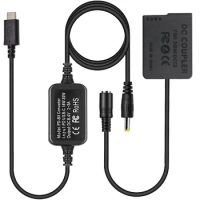 DMW-DCC8 DC Coupler USB-C AC Power Adapter Replace DMW-BLC12 Battery for Panasonic Lumix DMC-FZ2500 G85 G7 GH2 DC-G90 Cameras.