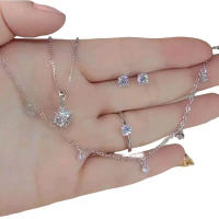 SET PERHIASAN TITANIUM SILVER MATA SATU