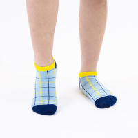【WARX除臭襪】方塊餅乾薄款船型童襪-餅乾小怪獸(藍)