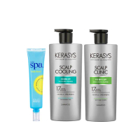 【KeraSys 可瑞絲】SPA頭皮淨涼去屑2+1組 勁涼去屑洗髮精x2+頭皮舒緩精華x1(勁涼去屑 異味救星 頭皮舒緩)