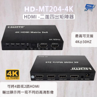 【CHANG YUN 昌運】HD-MT204-4K  4K HDMI二進四出矩陣器 可將4路HDMI輸出顯示同一或不同的高清影像