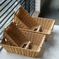 北歐風零食筐 創意家用客廳水果收納筐桌面雜物盤仿藤編織籃