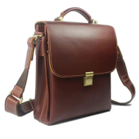 Luxury Men Briefcase portfolio men Leather handbag Business Bag attache case male Genuine crossbody bag M002#