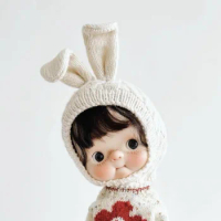 In stock hat for doll blythe qbaby little fish diandian-big head rabbit hat for blythe doll Yuyu doll big head